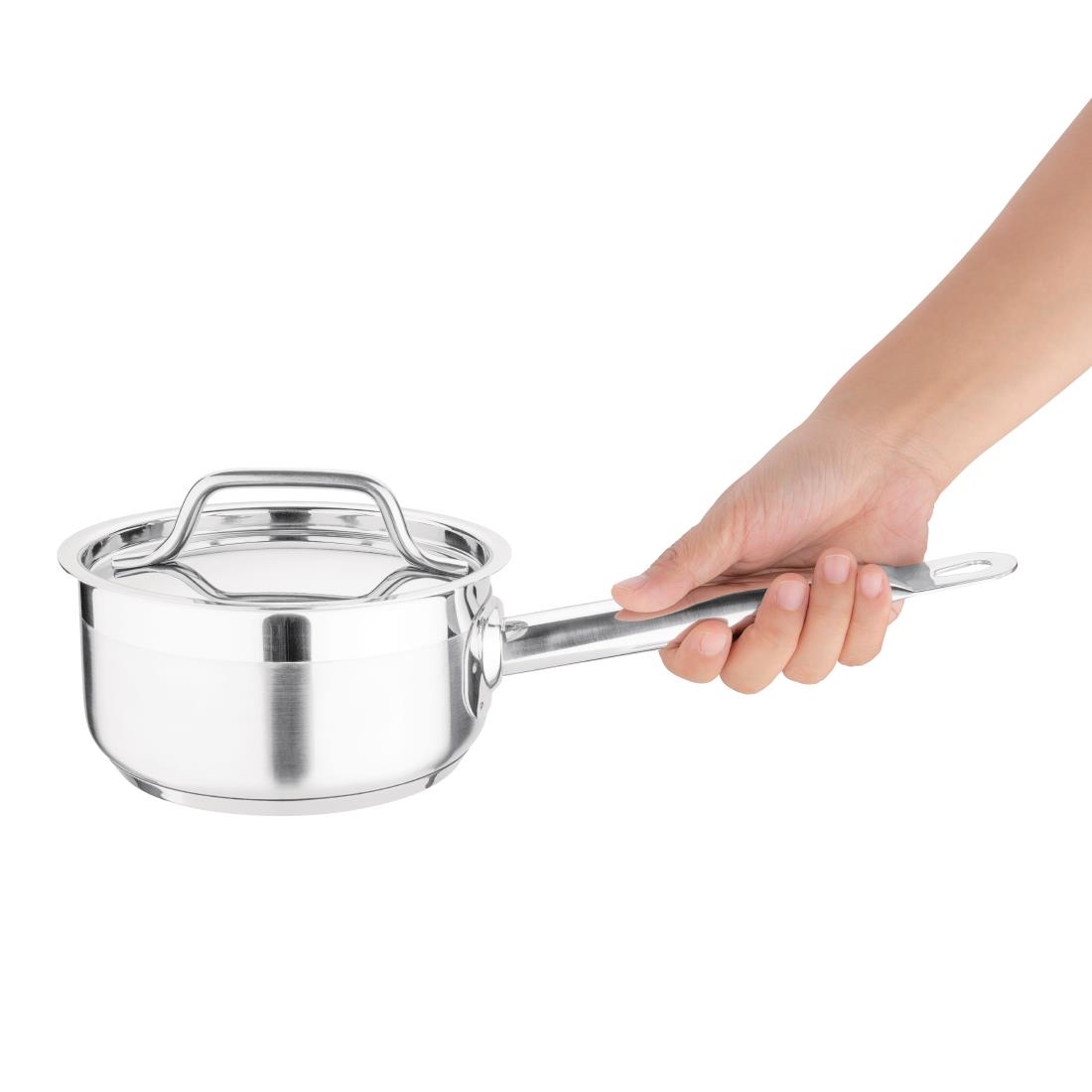 Nisbets Essentials Saucepan St/St - 160x75mm (Lid Included) - Image 3