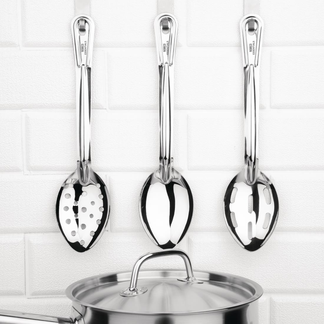 Nisbets Essentials Perforated Serving Spoon St/St - 11'' - Image 3