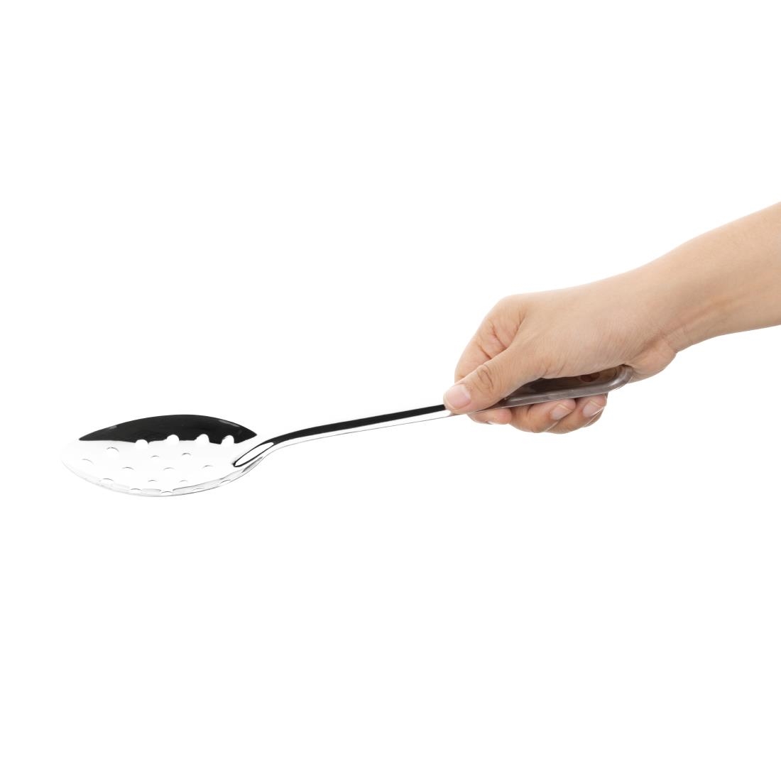 Nisbets Essentials Perforated Serving Spoon St/St - 11'' - Image 4