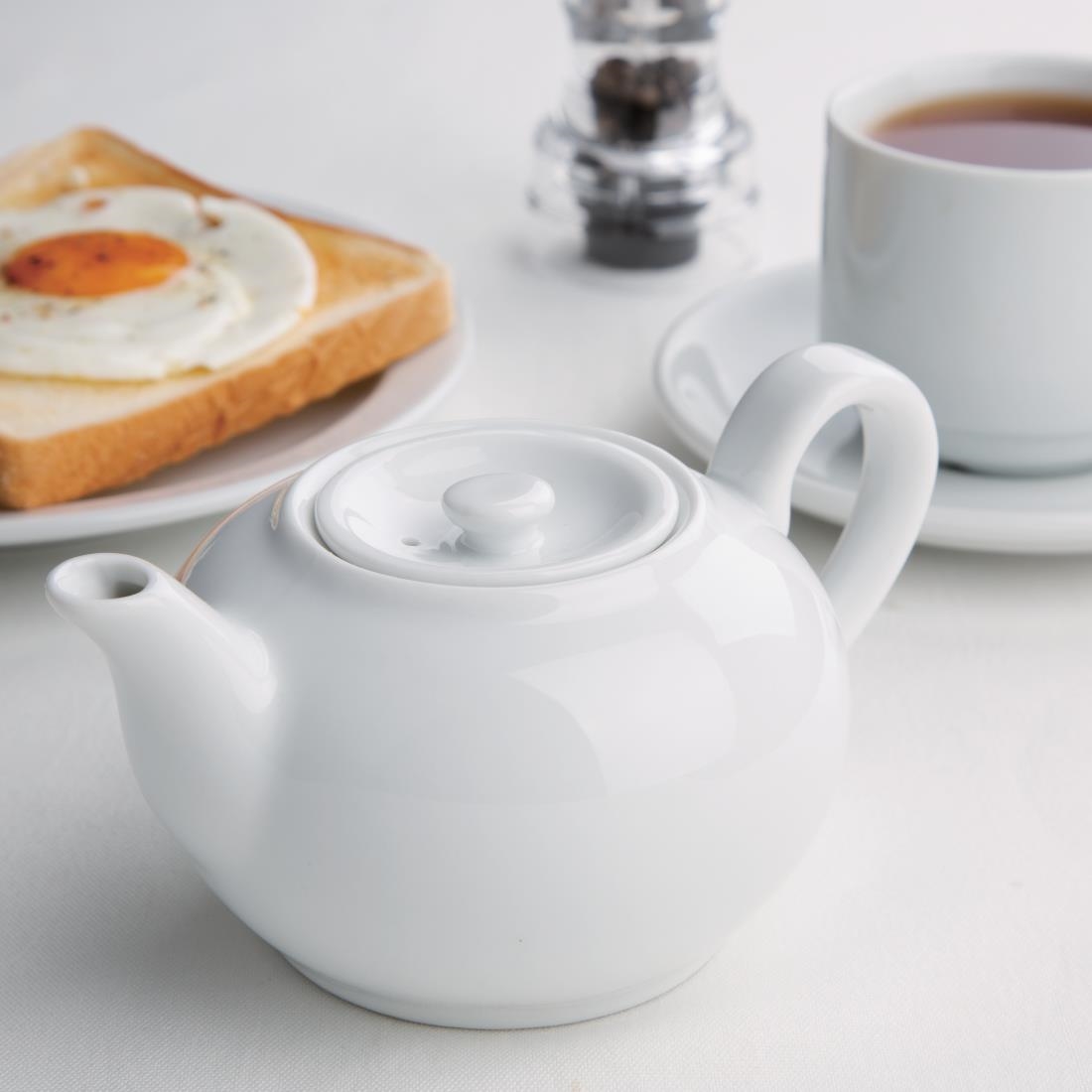 Olympia Whiteware Teapot - 426ml 14.4fl oz (Box 4) - Image 2