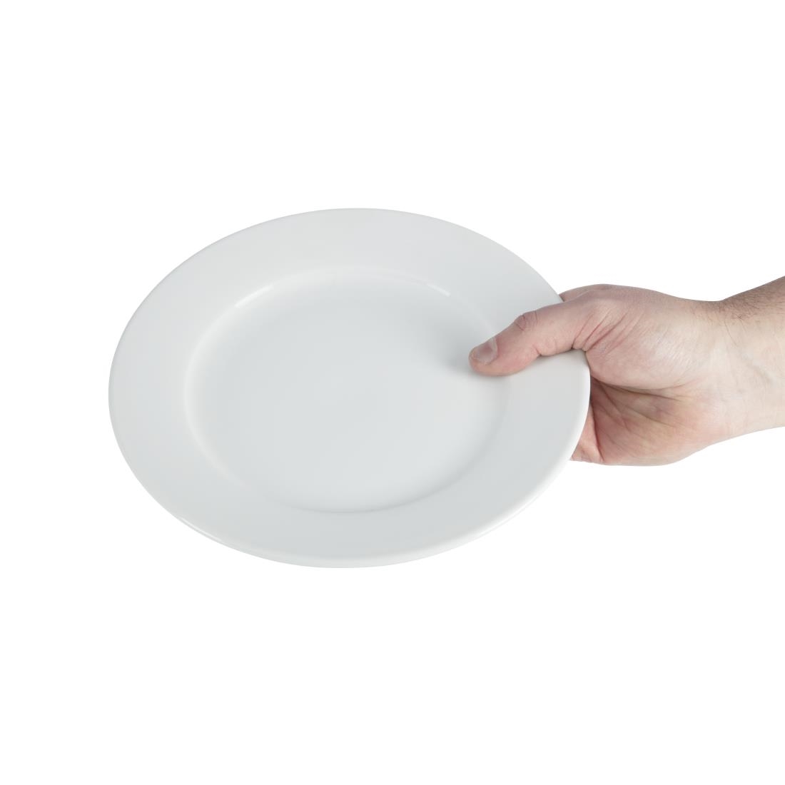 Olympia Whiteware Wide Rimmed Plate - 230mm (Box 12) - Image 4