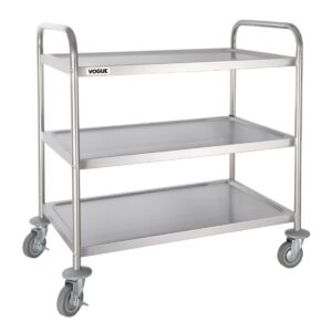 Vogue Stainless Steel 3 Tier Clearing Trolley - Large