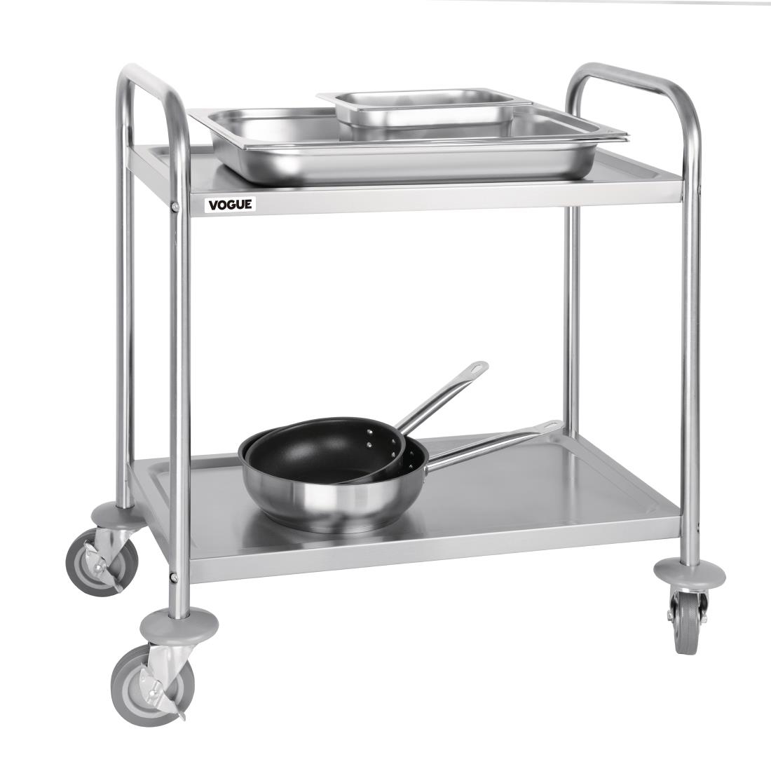 Vogue Stainless Steel 2 Tier Clearing Trolley - Small - Image 2