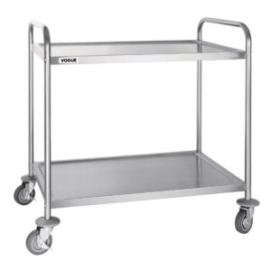 Vogue Stainless Steel 2 Tier Clearing Trolley - Large