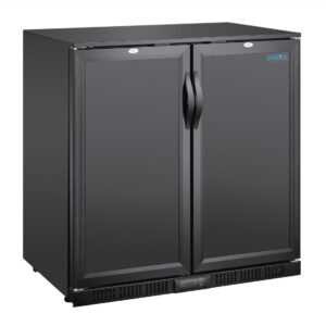 Polar G-Series Back Bar Cooler with Double Solid Hinged Doors Black - 850mm