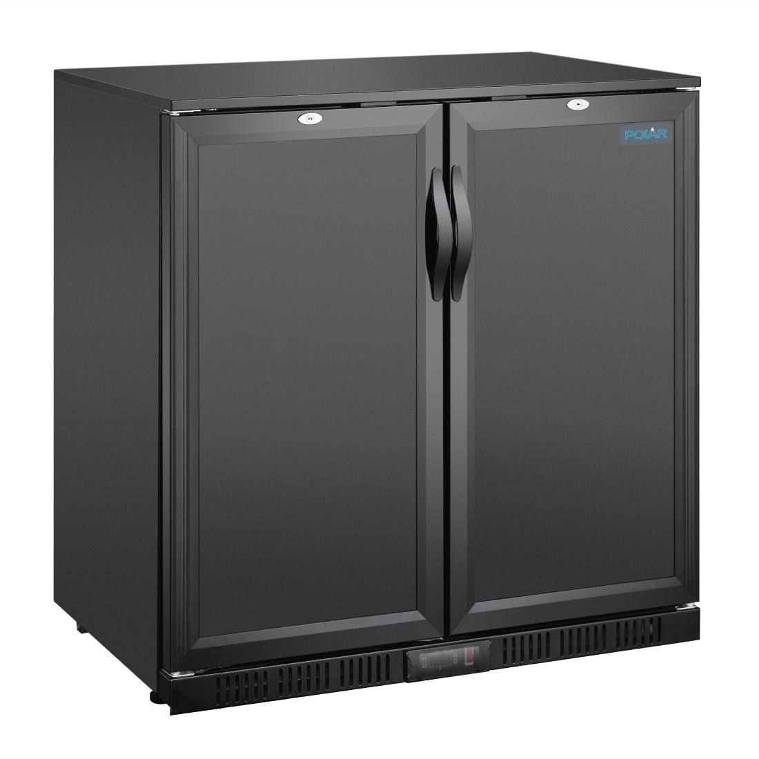 Polar G-Series Back Bar Cooler with Double Solid Hinged Doors Black - 850mm