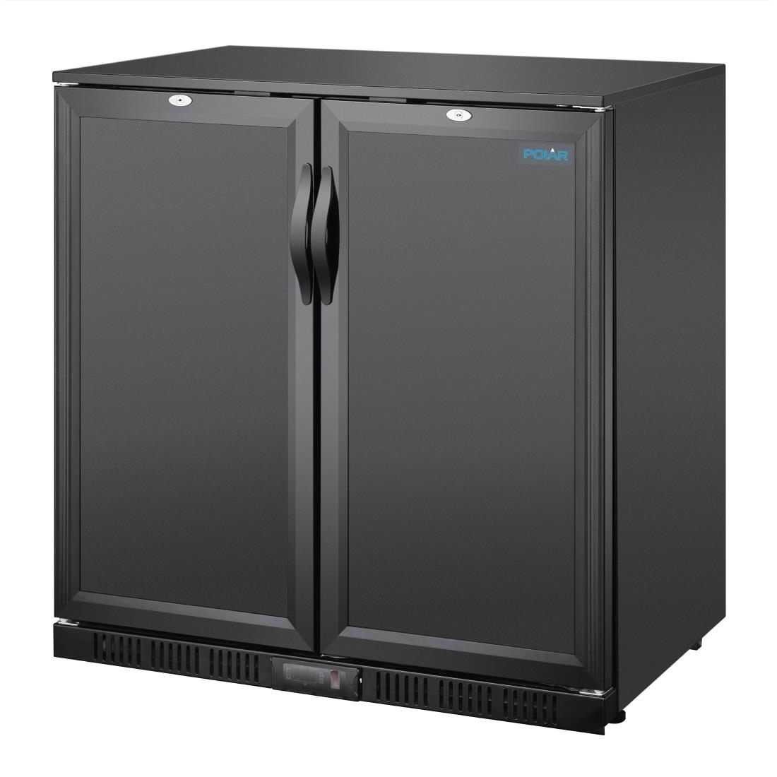 Polar G-Series Back Bar Cooler with Double Solid Hinged Doors Black - 850mm - Image 2