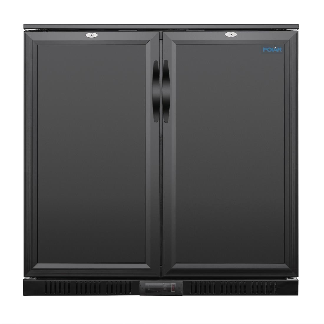 Polar G-Series Back Bar Cooler with Double Solid Hinged Doors Black - 850mm - Image 3