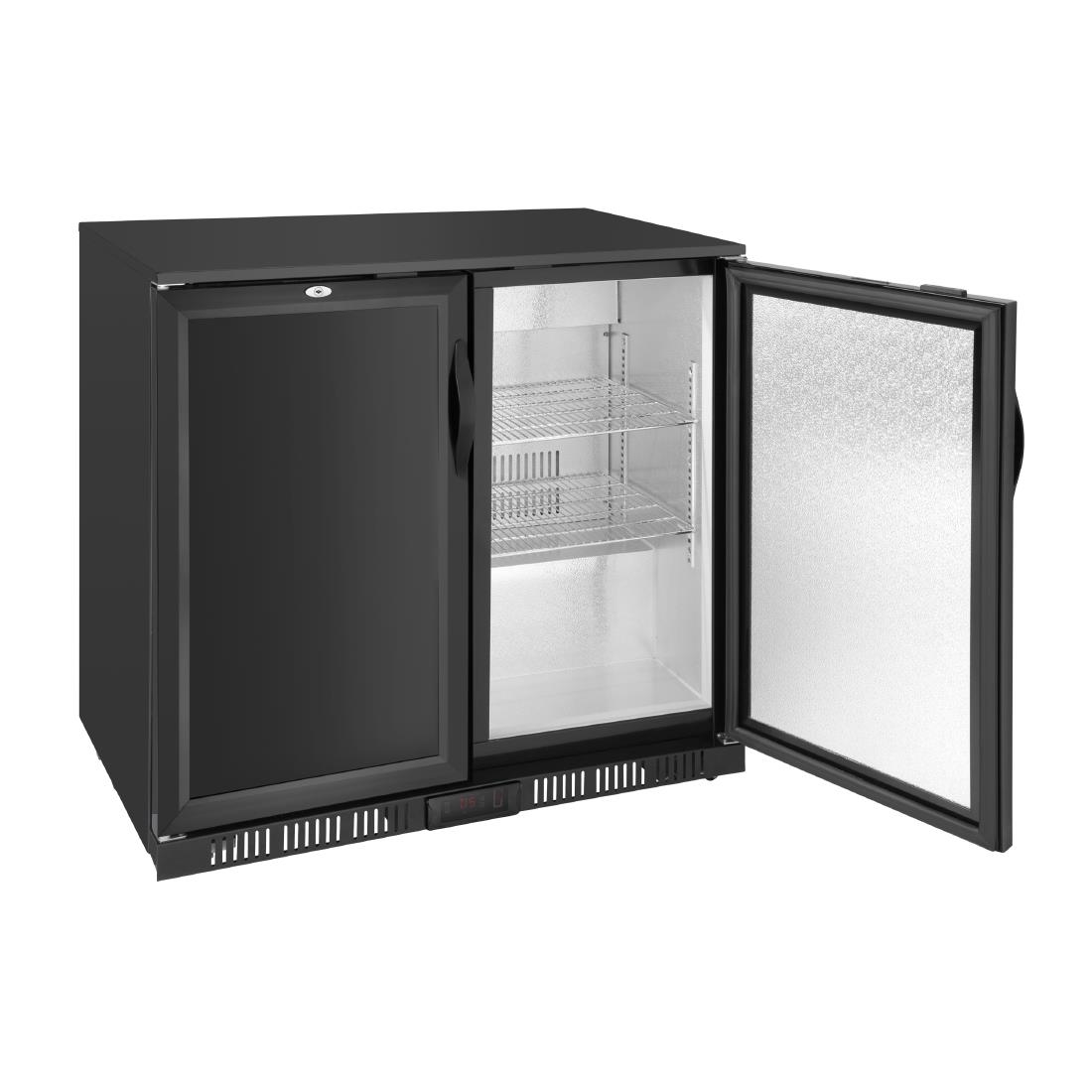 Polar G-Series Back Bar Cooler with Double Solid Hinged Doors Black - 850mm - Image 5
