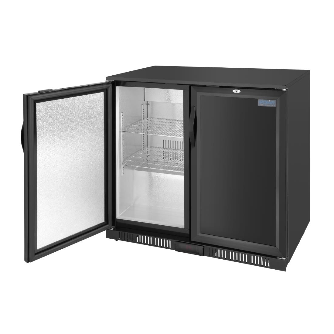 Polar G-Series Back Bar Cooler with Double Solid Hinged Doors Black - 850mm - Image 6