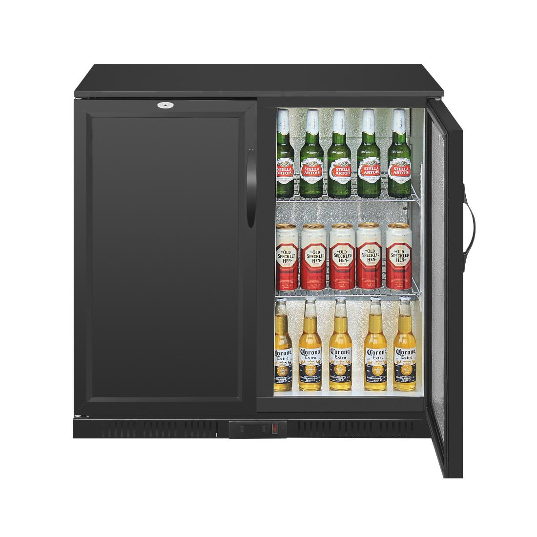Polar G-Series Back Bar Cooler with Double Solid Hinged Doors Black - 850mm - Image 16