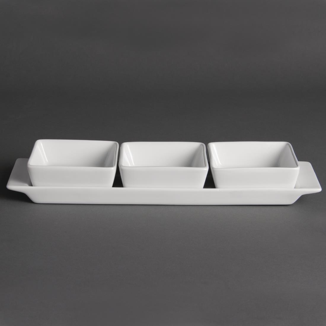Olympia Whiteware 3 Section Dishes with Plate - 300x90mm (Box 2) - Image 2