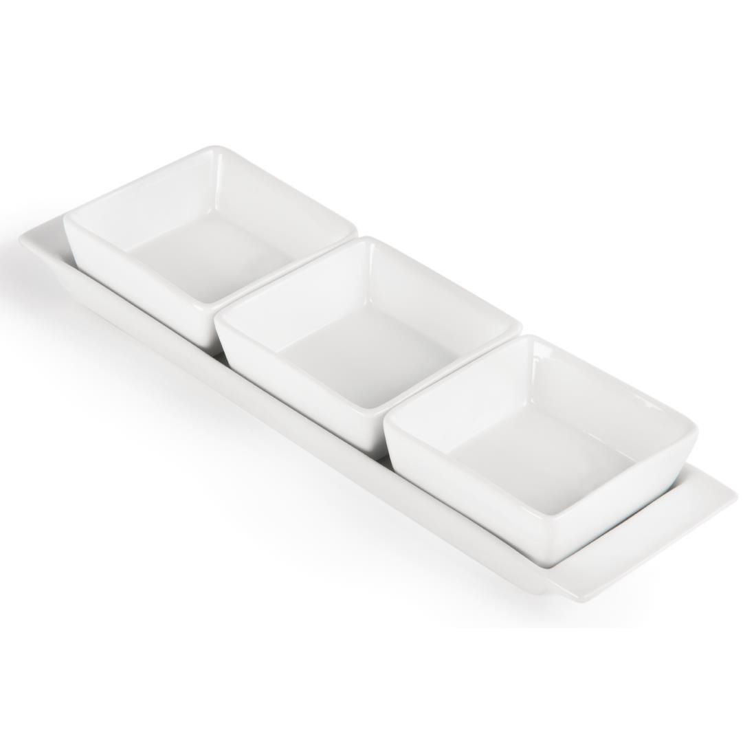 Olympia Whiteware 3 Section Dishes with Plate - 300x90mm (Box 2) - Image 3