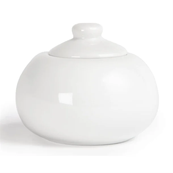 "Olympia Whiteware Sugar Bowl with Lid - 100x80mm 4x3 1/4"" 9 1/2oz (Box 12)" - Image 2