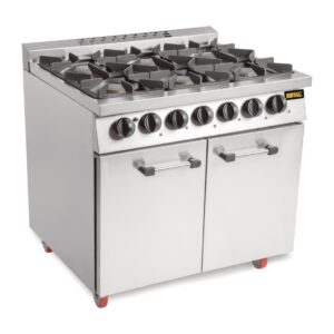 Buffalo 6 Burner Gas Oven Range with Castors (Nat/Pro)