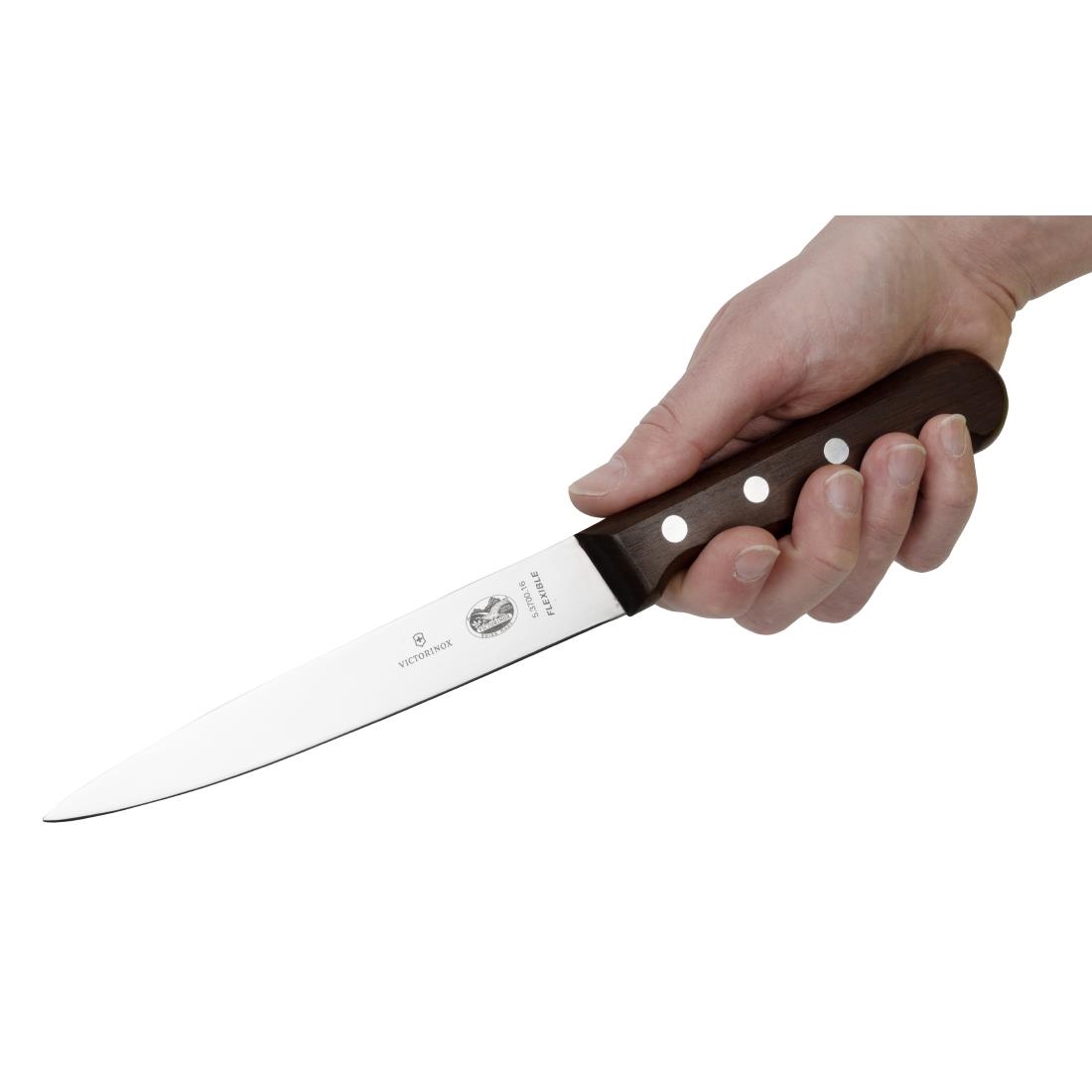 Victorinox Wood Handle Filleting Knife Flexible Blade - 16cm - Image 5