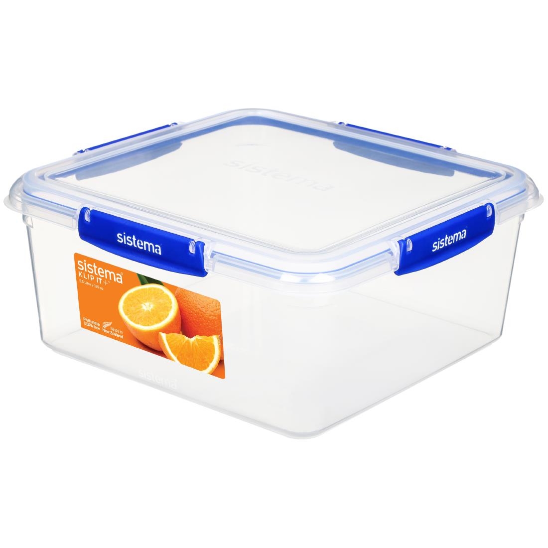 Sistema Square Klip It Plus Food Storage Container - 5.5Ltr