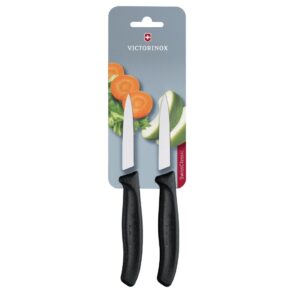 Victorinox 2 Piece Pointed Tip Paring Knife Black - 8cm (Blister Pack)