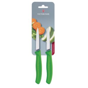 Victorinox 2 Piece Pointed Tip Paring Knife Green - 8cm (Blister Pack)