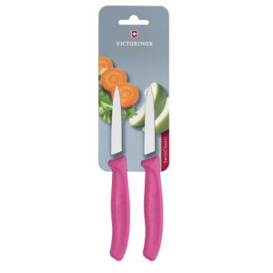 Victorinox 2 Piece Pointed Tip Paring Knife Pink - 8cm (Blister Pack)
