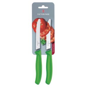 Victorinox 2 Piece Pointed Tip Tomato/Utility Knife Green - 8cm (Blister Pack)