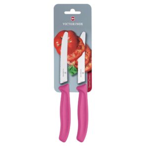 Victorinox 2 Piece Pointed Tip Tomato/Utility Knife Pink - 8cm (Blister Pack)