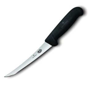 Victorinox Fibrox Black Handle Boning Knife Curved Narrow Blade - 12cm