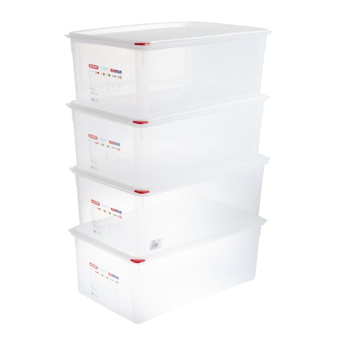 Araven Food Container - 1/1 GN 28Ltr with Lid 200mm (Pack 4) - Image 6