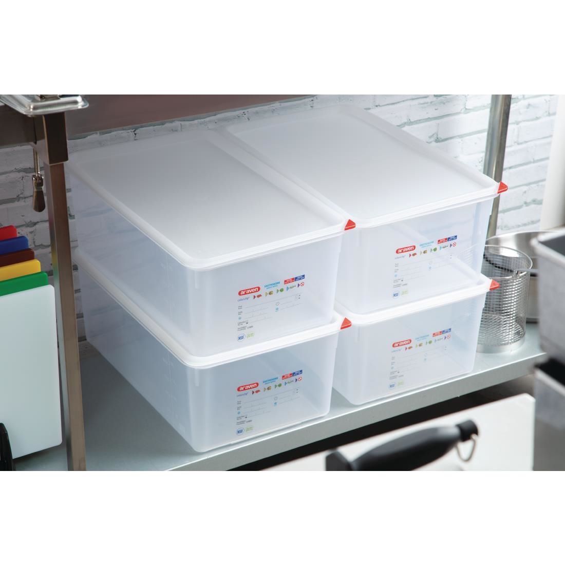 Araven Food Container - 1/1 GN 28Ltr with Lid 200mm (Pack 4) - Image 12