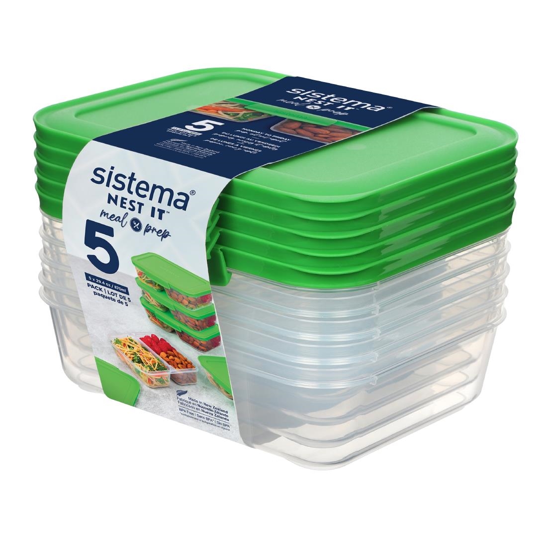 Sistema Nest It Meal Prep Containers - 870ml (Pack 5)