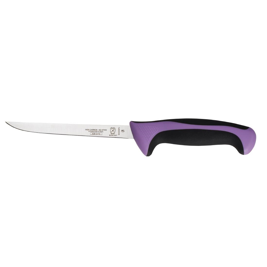 "Mercer Millenia Purple Allergens Narrow Boning Knife - 6"""