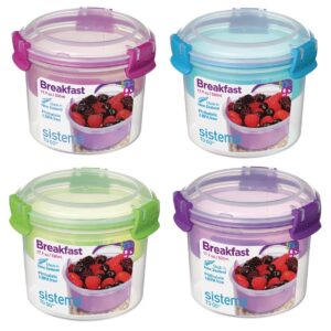 Sistema Breakfast To Go - Clear with Coloured Clips - 530ml