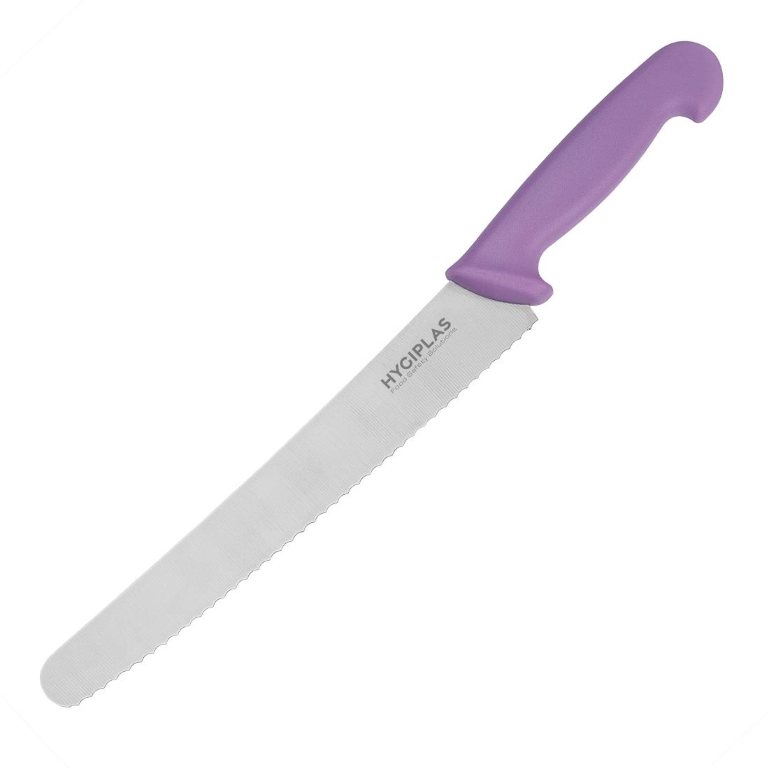 "Hygiplas Serrated Pastry Knife Purple - 10"""