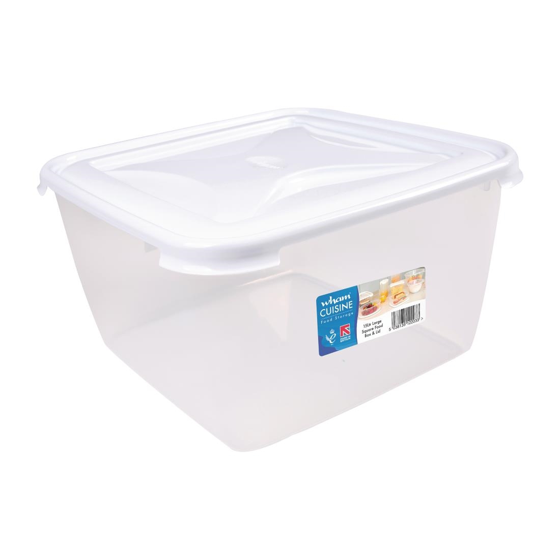 Wham Cuisine Large Polypropylene Square Food Storage Box Container - 15Ltr