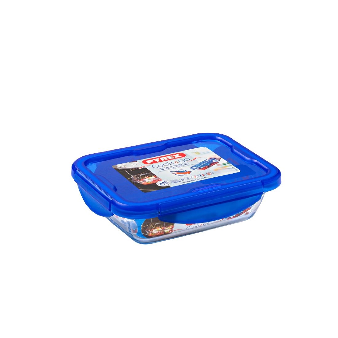 Pyrex Cook & Go Small Rectangular Dish with Lid 0.8Ltr - Poplar Catering