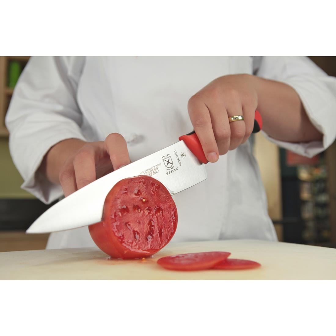"Mercer Culinary Millenia Chef's Knife - Red Handle - 8""" - Image 3
