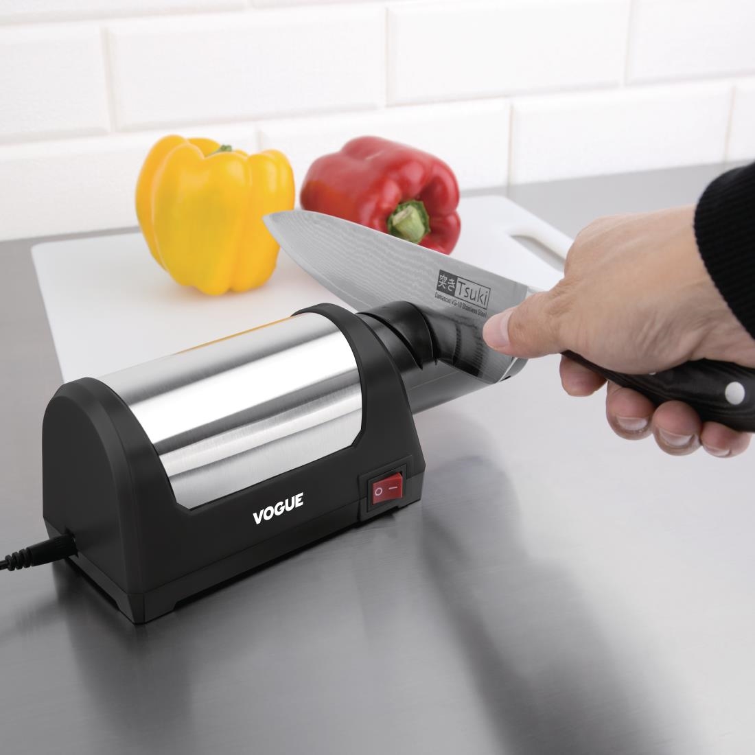 "Vogue Electric Knife Sharpener Black - 220x81x78mm 8 2/3x 3x 3 1/4""" - Image 2