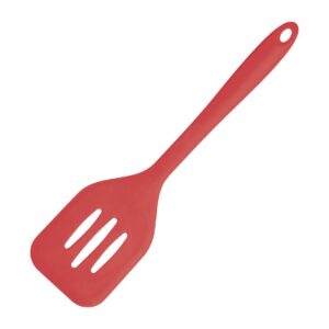 "Vogue Silicone High Heat Flexible Slotted Turner Red - 295mm 12"""