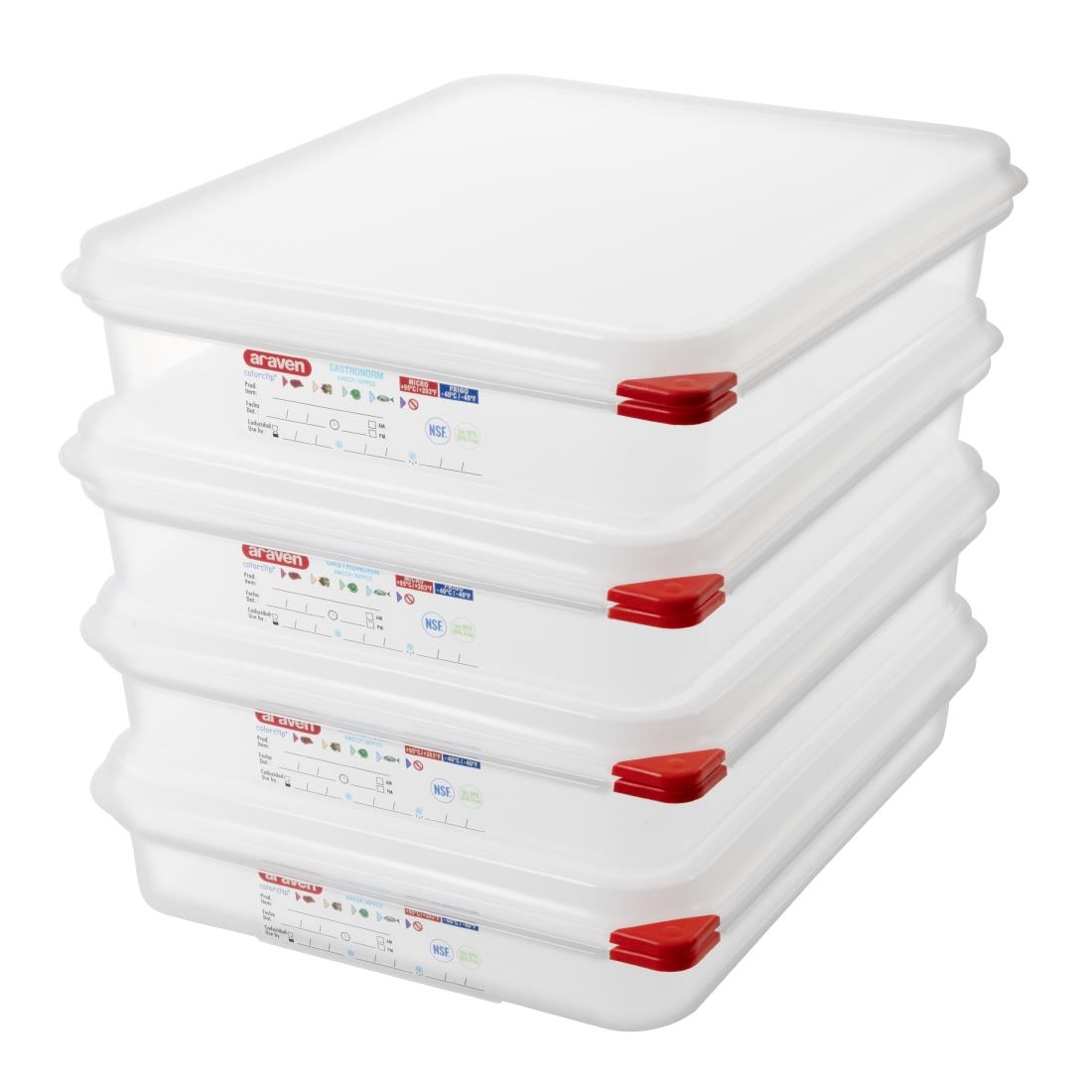 Araven PP Food Container 1/2 GN 4Ltr with Lid 65mm (H) (Pack 4) - Image 3