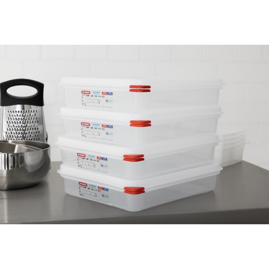 Araven PP Food Container 1/2 GN 4Ltr with Lid 65mm (H) (Pack 4) - Image 8