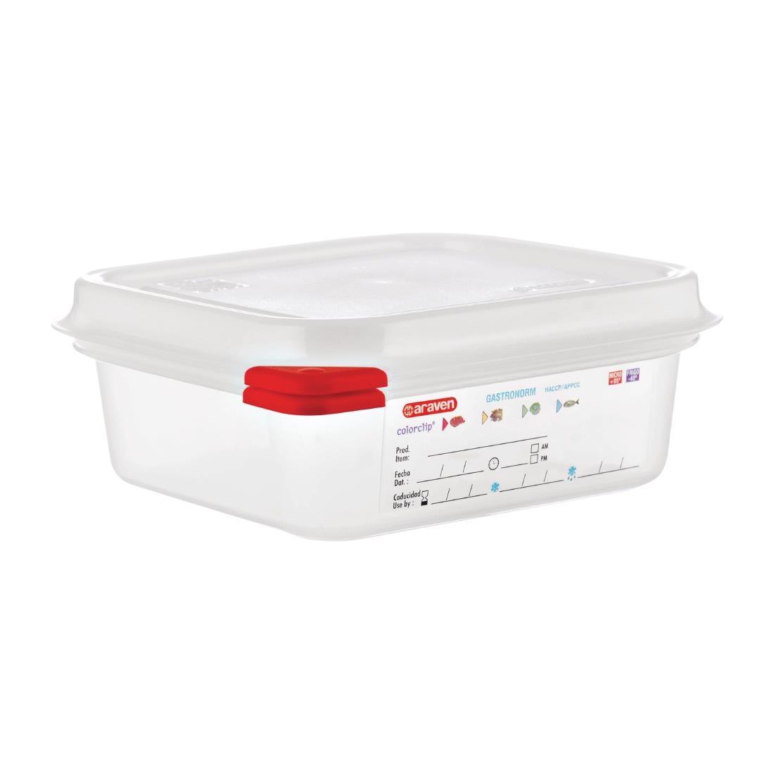 Araven PP Food Container 1/6 GN 1.1Ltr with Lid 65mm (H) (Pack 4) - Image 2