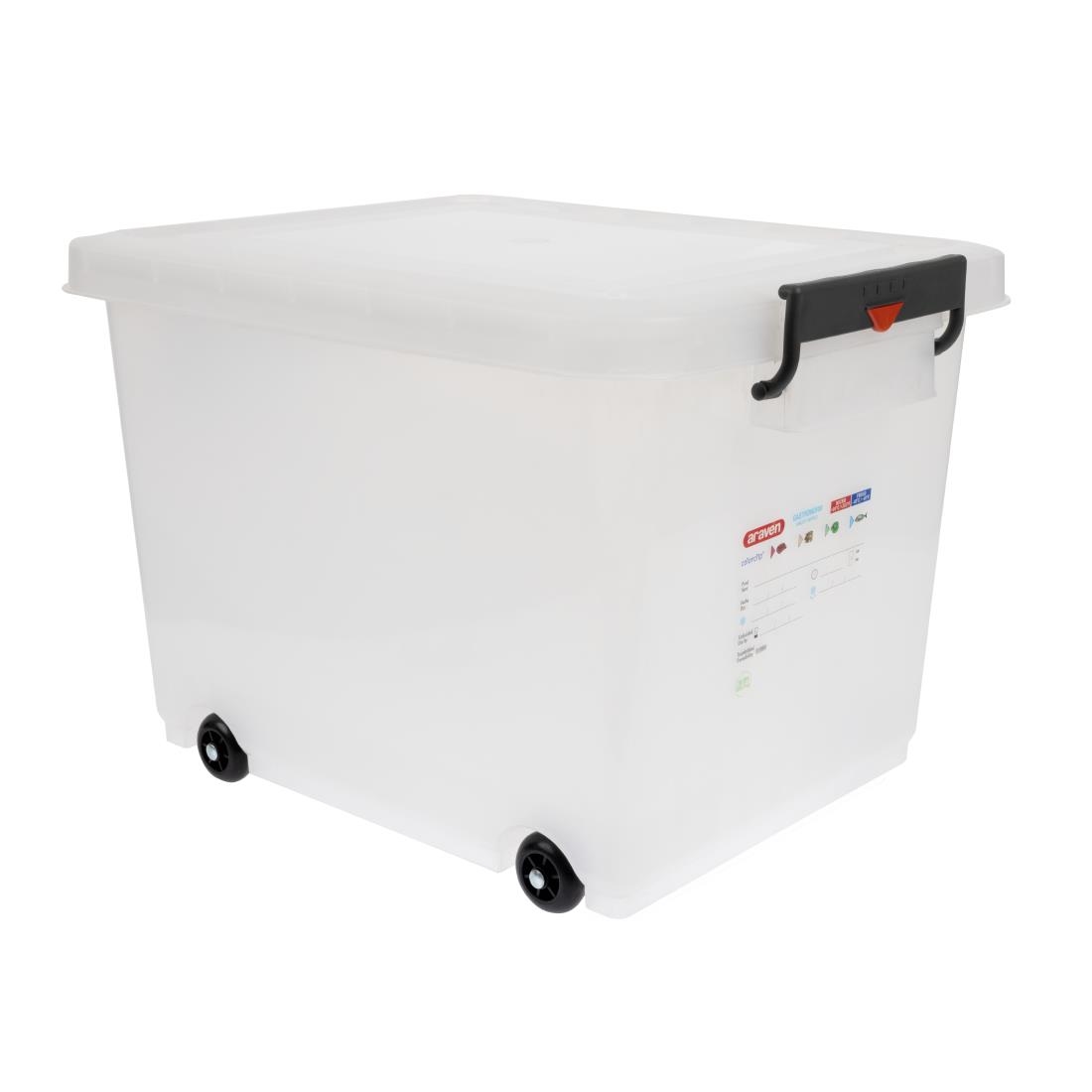 Araven Food Storage Box & Lid with Wheels & Colour Clips - 50Ltr 530x396x379mm - Image 3