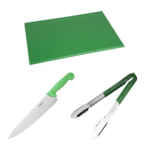 Hygiplas Green Set - Tong Chopping Board & Cooks Knife