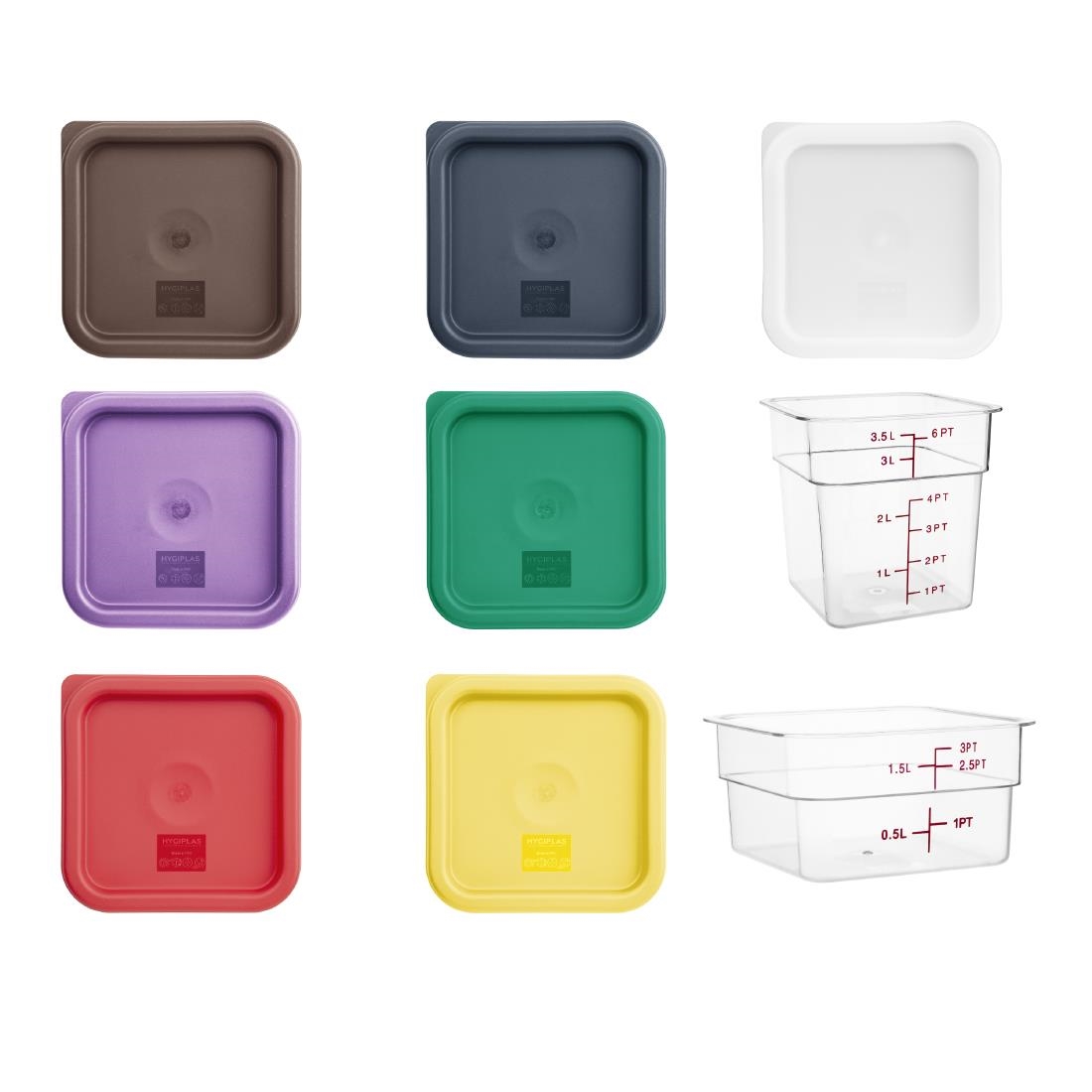 Hygiplas 1.5Ltr/3.5Ltr Square Storage Bundle - 7 Colour Lids