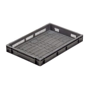 Grey Perforated Stacking Container Small - 600x400x75mm