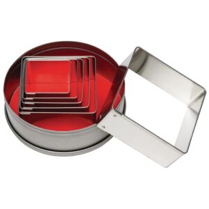 "Vogue Square Plain Pastry Cutter Set Mild Steel - 100mm 4"" (Pack of 6)"
